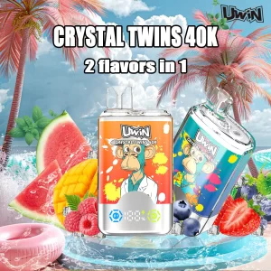 Uwin Twins Crystal 40000 Puffs Disposable Vape | 2-in-1 Dual Flavor & Smart LED Display