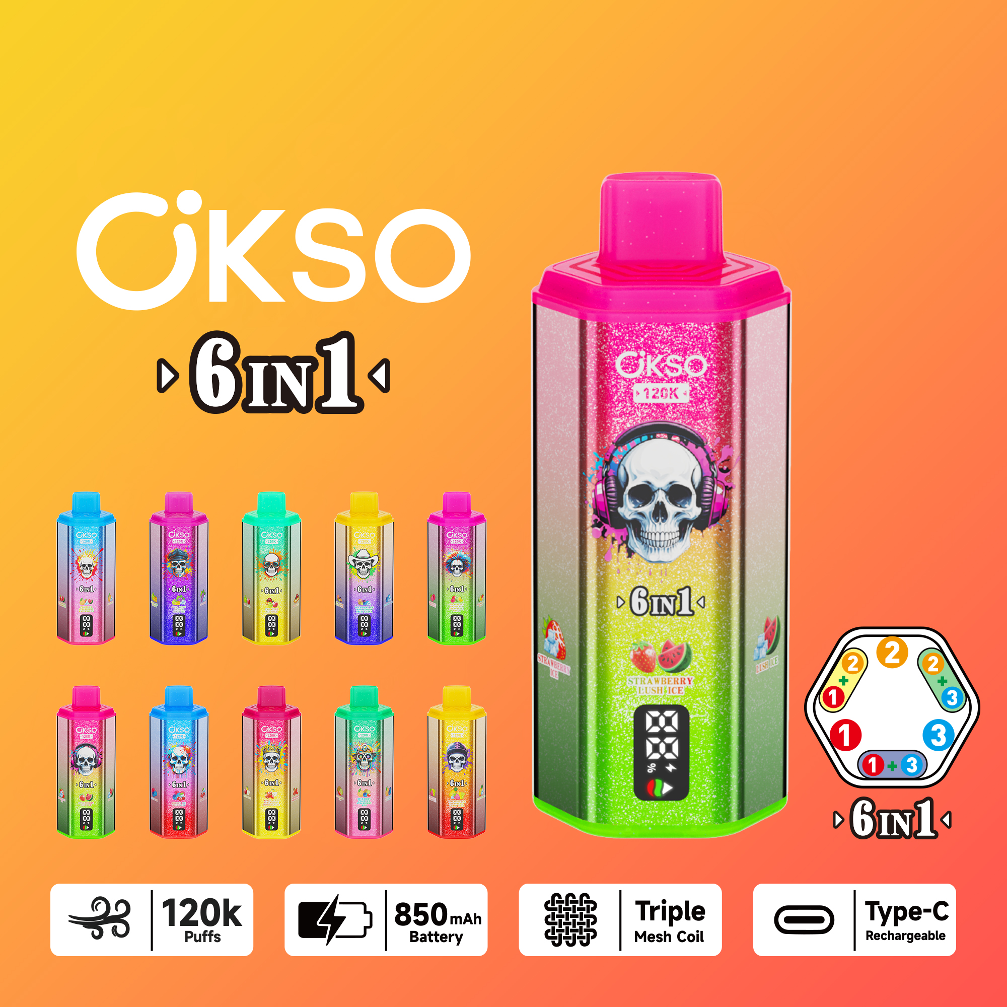 OKSO 6in1 120k wholesale disposable vape